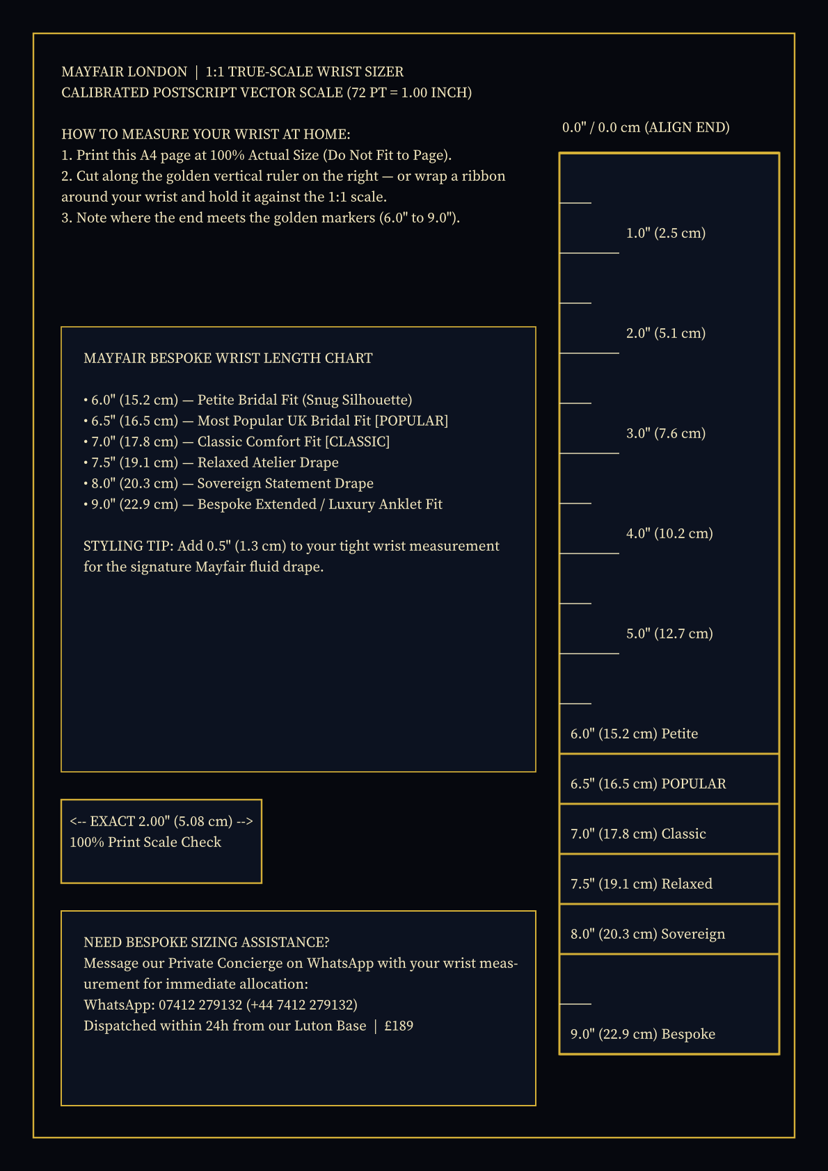 Mayfair London 1:1 True-Scale Printable Wrist Sizer Page 2